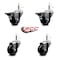 Service Caster 3'' Hard Rubber Wheel Swivel 7/16'' Grip Ring Stem Caster Set 2 Brakes, 4PK SCC-GR20S314-HRS-PLB-716138-2-S-2 - alternate 2